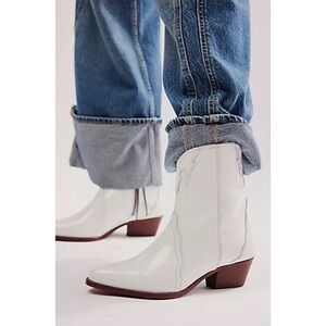 New Free People Frontier Western Boots Women's Size 36 White Patent Leather‎